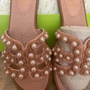Sam Edelman Bay Slides with pearls size 8 NWT